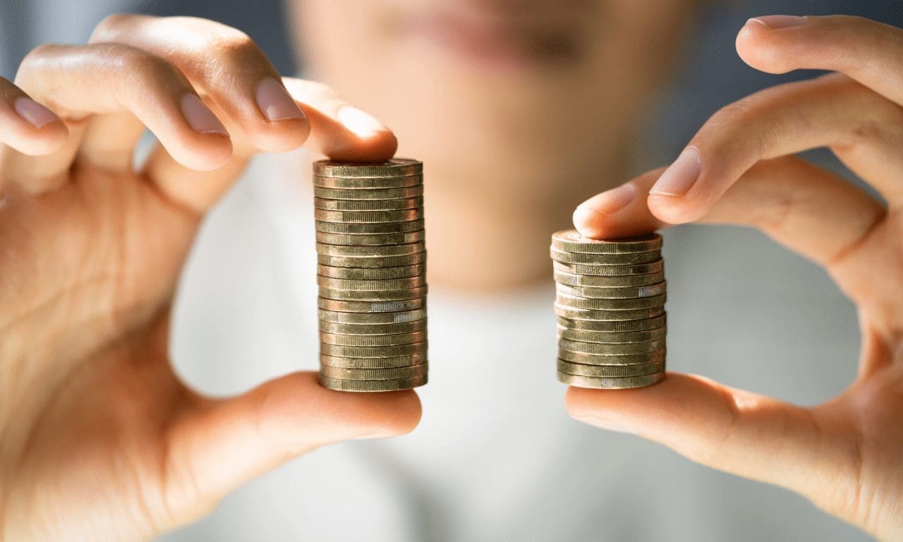 une personne qui compare des sous