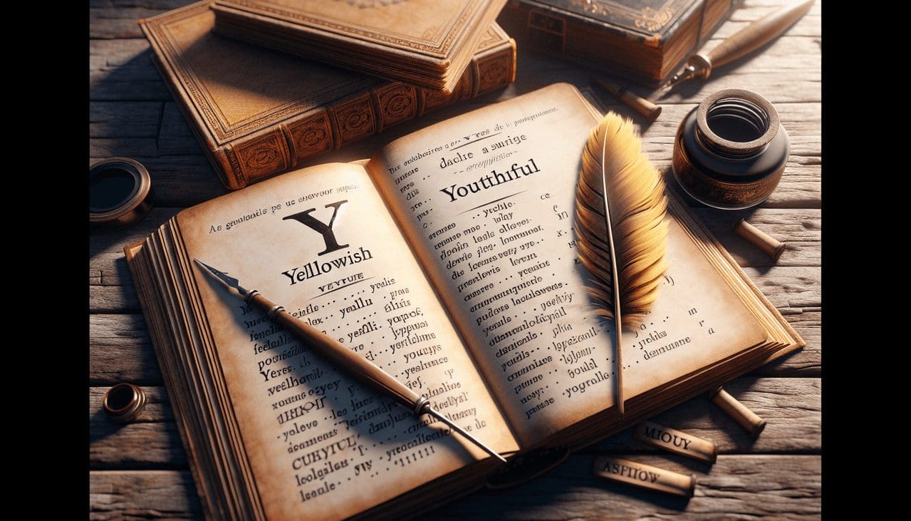 Adjectif en Y sur livre ouvert en français.