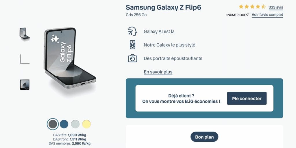 Galaxy Z Flip8 chez Bouygues Telecom : découvrez le prix, les options de financement sur 36 mois et une remise exceptionnelle de 400 €