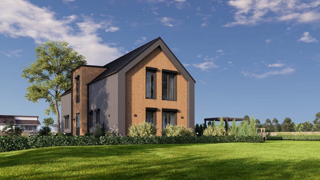 maison contemporaine en bois avec grandes baies vitrées