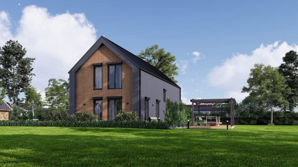 maison contemporaine en bois avec grandes baies vitrées