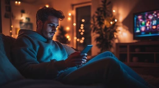 jeune homme avec smartphone